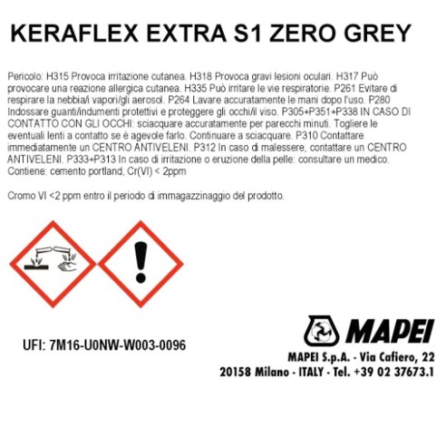 MAPEI KERAFLEX ETRA S1 ZERO GREY 25KG