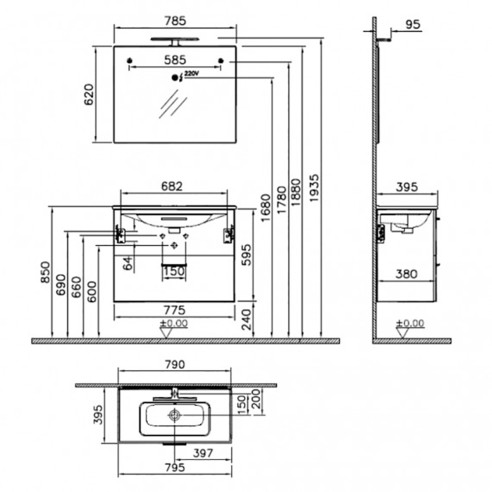 75100 SET MOBILE 80 CM CON CASSETTI...